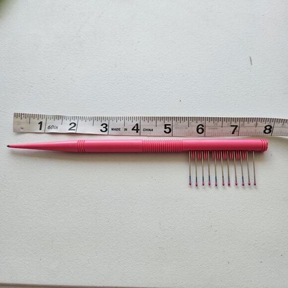 Mebco Touch-Up Comb Pink Double Dipped Metal Teeth Pointy Tip 8" Tease Lift See - Picture 4 of 4